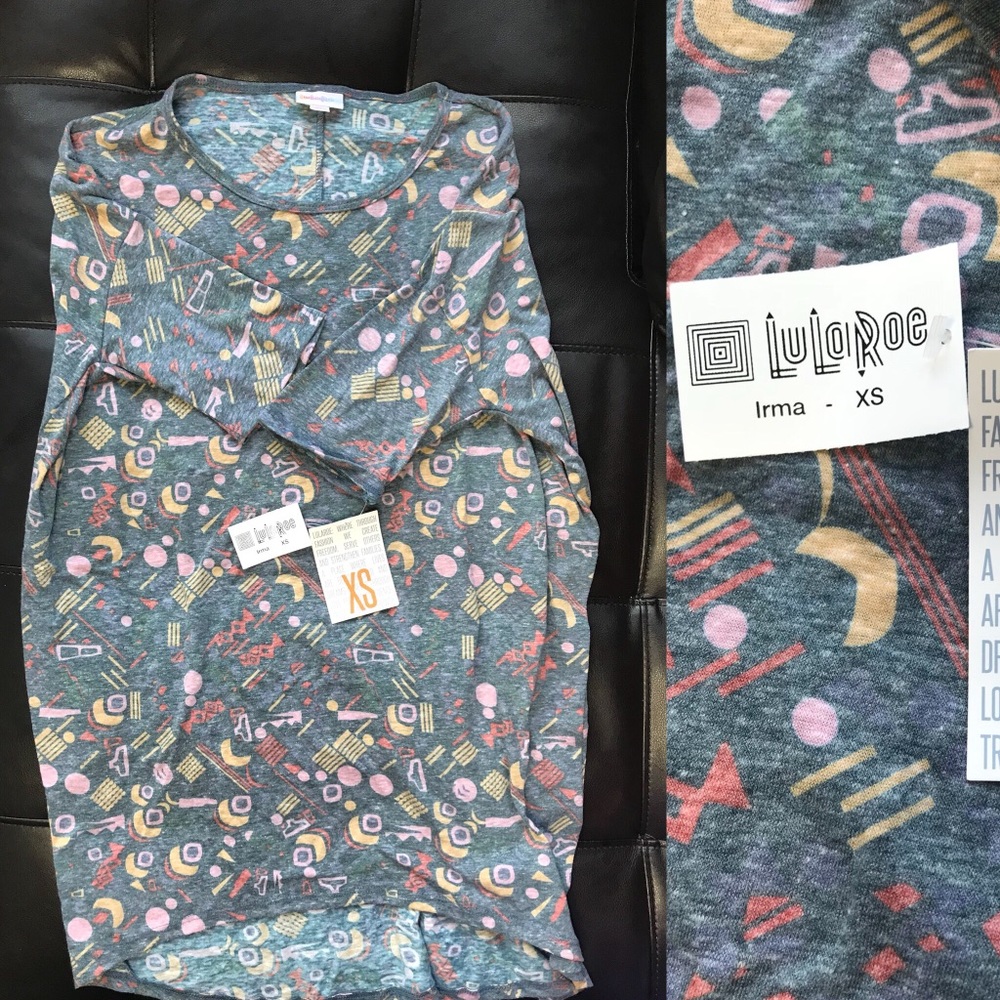 LulaRoe Irma XS Gray Geometric Saved by the Bell